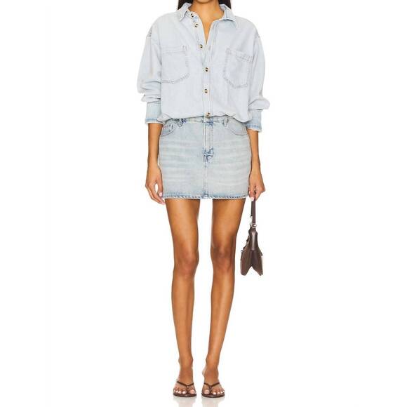 NEW GOOD AMERICAN denim shirt dress in indigo